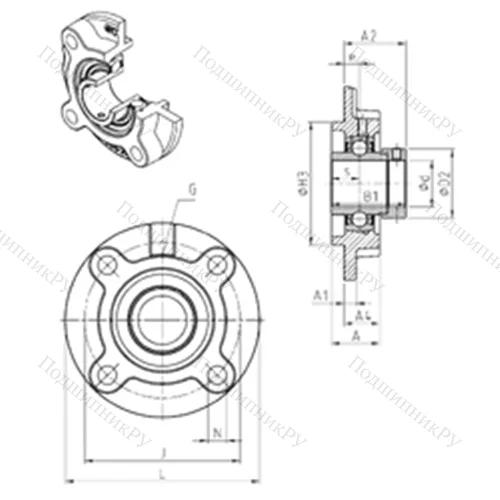 Подшипниковый узел шариковый радиальный EXFC 212 от производителя  SNR