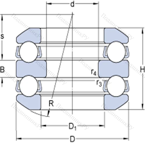 Двойные упорные шарикоподшипники 54317 + U 317