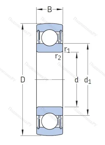 Однорядный шариковый подшипник 1726210-2RS 1 от производителя  SKF