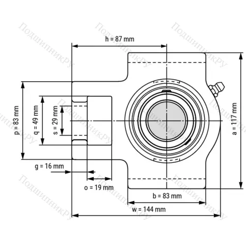 Подшипниковый узел UCT 209 - Вал: 45 мм от производителя  LPZ