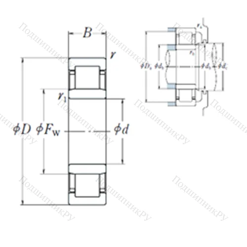 Подшипник роликовый радиальный NU 2228EM