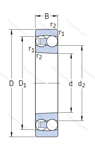 Двухрядный шариковый подшипник 2207 EKTN 9 от производителя  SKF