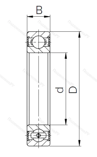 Шариковый однорядный подшипник 16008 2RS T в Омске