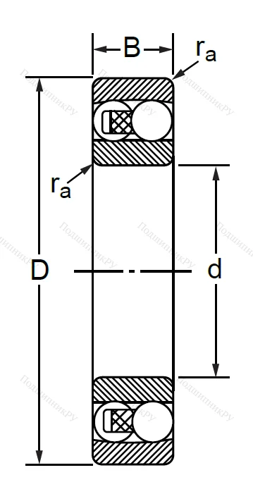 Двухрядный шариковый подшипник 1505 2RS E (2205 2RSTN) в Омске