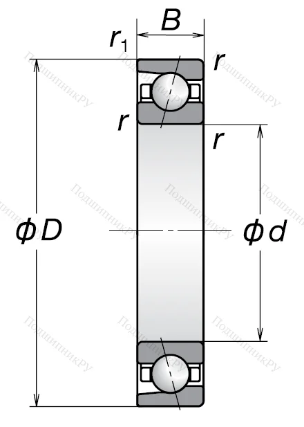 Однорядный шариковый подшипник 7015 A (46115 Л  ГОСТ)