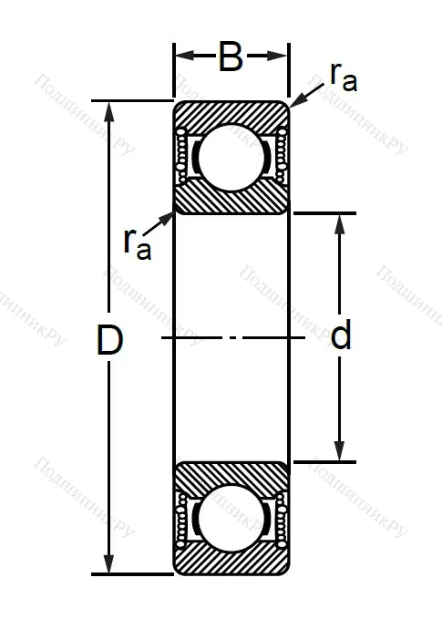 Шариковый однорядный подшипник 180502 (62202 2RS) в Омске