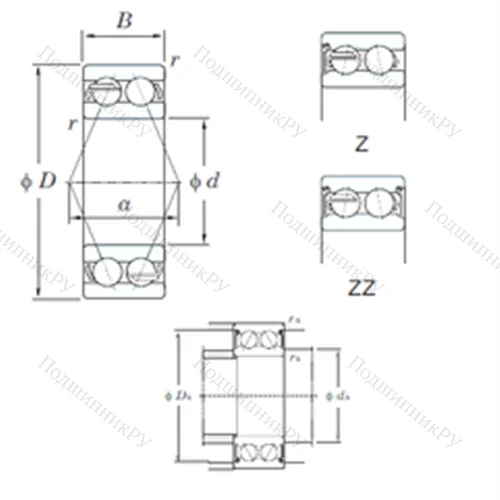 Подшипник шариковый радиально-упорный 5305ZZ