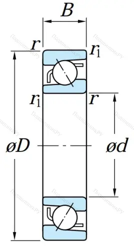 Однорядный шариковый подшипник 7314 B (66314 ГОСТ) от производителя  KOYO