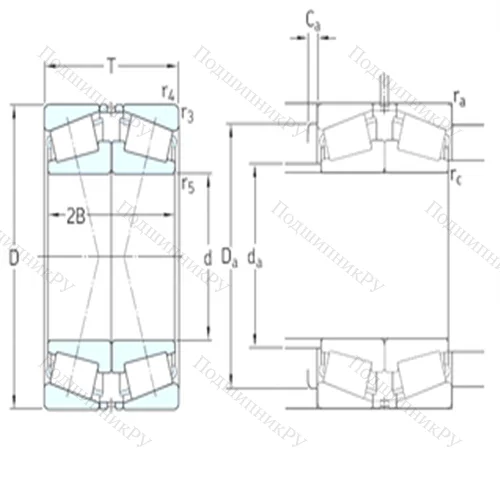 Подшипник роликовый радиально-упорный спаренный 32052X/DF от производителя  SKF