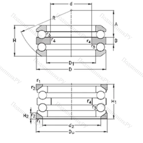 Подшипник шариковый упорный 54202+U 202