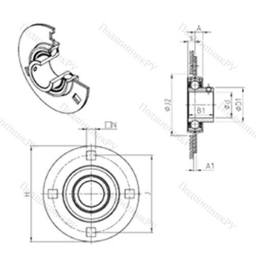 Подшипниковый узел шариковый радиальный USPF 211 от производителя  SNR