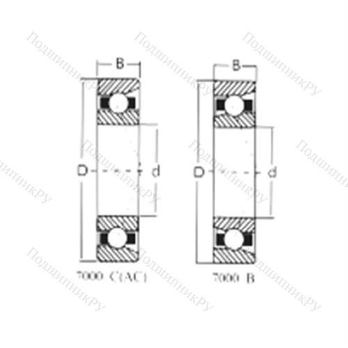 Подшипник шариковый радиально-упорный 7308AC от производителя  CRAFT