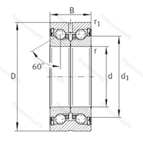 Подшипник шариковый упорно-радиальный ZKLN 1747-2RS от производителя  INA