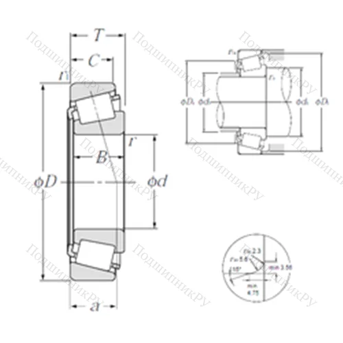 Подшипник роликовый радиально-упорный 4T-LM 48548/LM 48510 от производителя  NTN