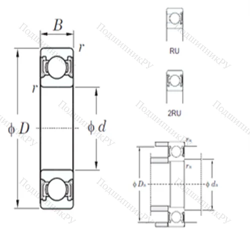 Подшипник шариковый радиальный 6314-2RU
