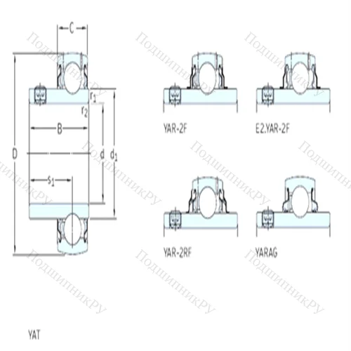 Подшипник шариковый радиальный YAR 204-012-2RF от производителя  SKF
