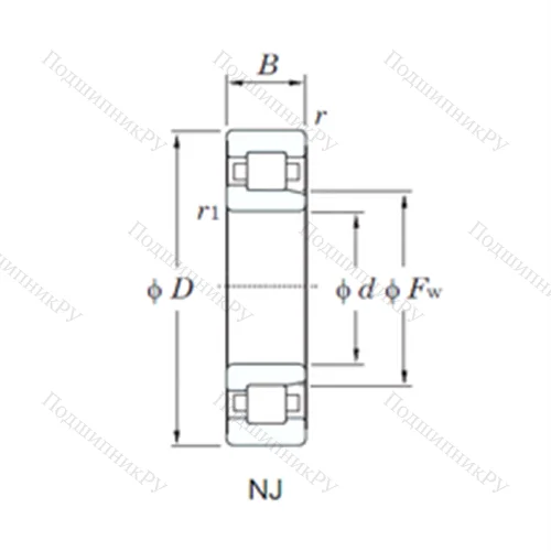 Подшипник роликовый радиальный NJ 232R