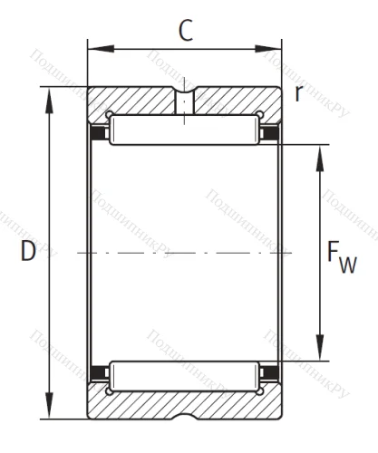 Игольчатый подшипник NK 40/20 TV XL от производителя  INA