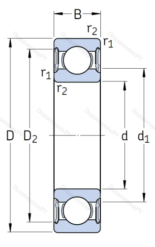 Однорядный шариковый подшипник 6006 2RS 1/C 3 от производителя  SKF