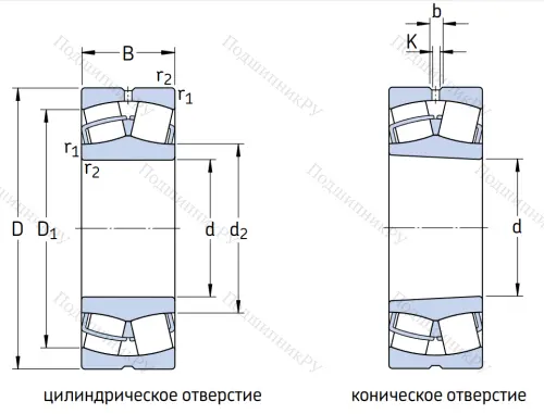 Сферический роликовый подшипник с конической посадкой на вал 22215 EK C 3 от производителя  SKF
