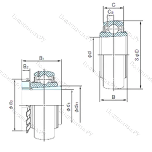 Подшипник шариковый радиальный UK 208+H 2308 от производителя  NACHI