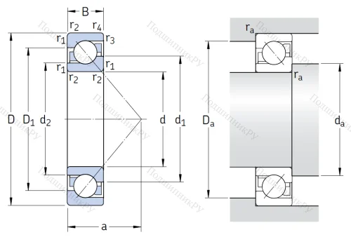 Однорядный шариковый подшипник 7320 BECBM (66320 Л ГОСТ) от производителя  SKF