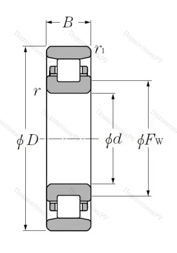 Роликовый цилиндрический подшипник N 312 от производителя  NTN