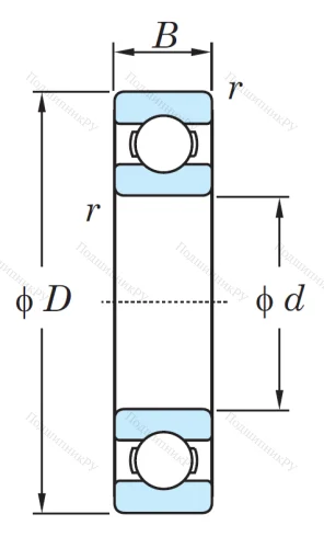 Шариковый однорядный подшипник 16005 в Омске