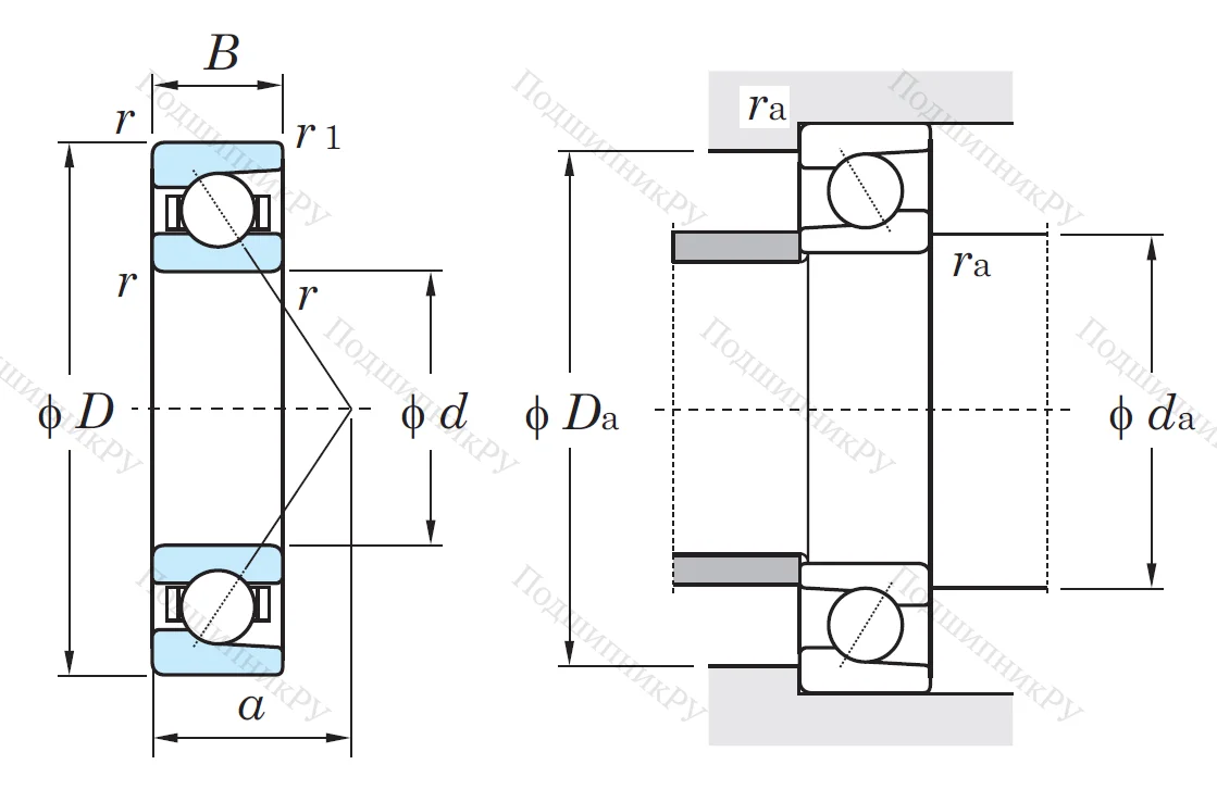 Однорядный шариковый подшипник 7314 (46314 ГОСТ)