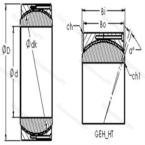 Подшипник скольжения сферический GEH 600HT от производителя  AST