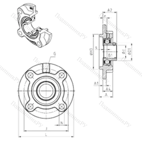 Подшипниковый узел шариковый радиальный USFC 212 от производителя  SNR