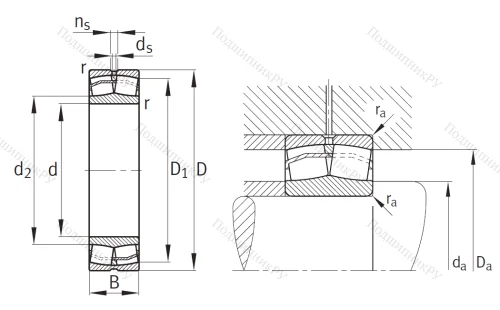 Сферический роликовый подшипник 22216 E 1 XL от производителя  FAG