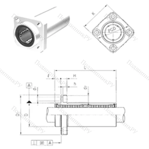 Подшипник шариковый линейный LMKP 16LUU от производителя  Samick