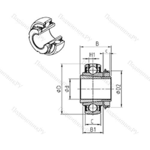 Подшипник шариковый радиальный UK 206+H