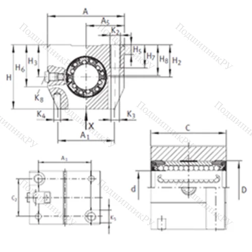 Подшипник шариковый линейный KGN 50 C-PP-AS от производителя  INA