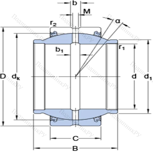 Радиальные сферические подшипники скольжения с контактными поверхностями сталь/сталь, требующие техобслуживания GEM 40 ES-2LS от производителя  SKF