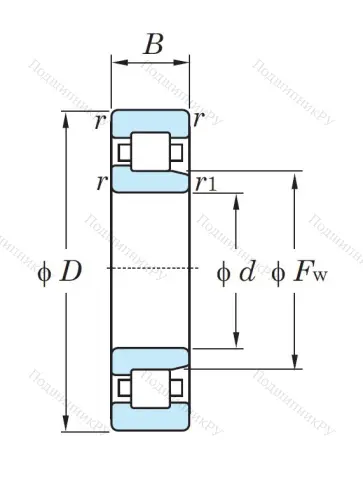 Роликовый цилиндрический подшипник NJ 306 от производителя  KOYO