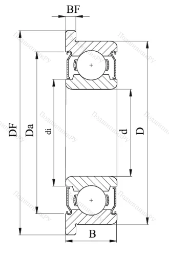 Однорядный шариковый подшипник F 687 ZZ (1470 ZZ (LF)) от производителя  NMB Однорядный шариковый подшипник F 687 ZZ (1470 ZZ (LF)) от производителя  NMB
