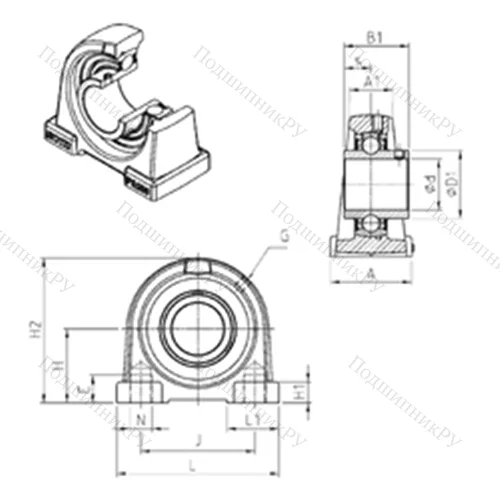 Подшипниковый узел шариковый радиальный UCPA 208 от производителя  SNR