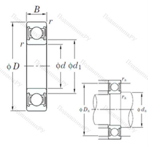Подшипник шариковый радиальный 6307 2RD C 3