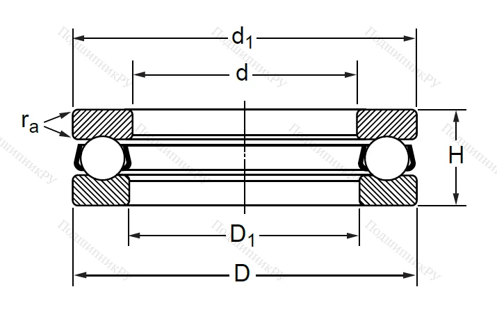 Упорный шариковый подшипник 8406 (51406) в Омске