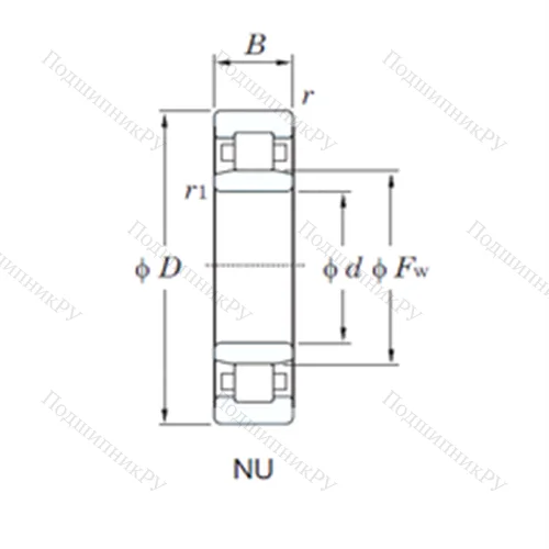 Подшипник роликовый радиальный NU 2208R