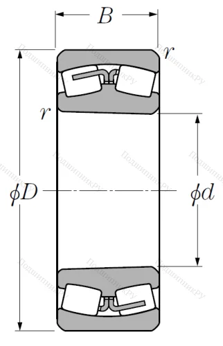 Сферический роликовый подшипник с конической посадкой на вал 22213 BK (EAK) D 1 от производителя  NTN