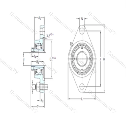 Подшипниковый узел шариковый радиальный FYTJ 30 KF+HA 2306 от производителя  SKF