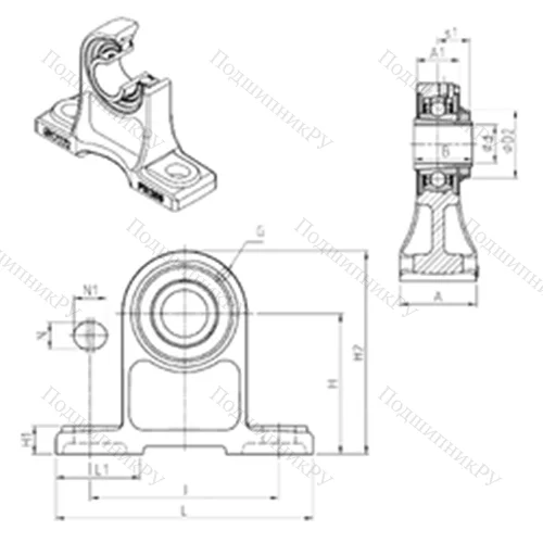 Подшипниковый узел шариковый радиальный UKPH 210H от производителя  SNR