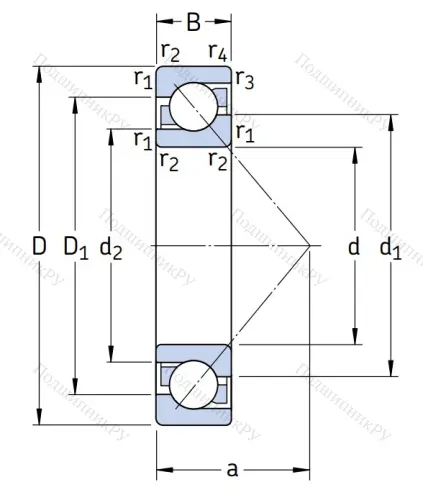 Однорядный шариковый подшипник 7208 BECBM от производителя  SKF