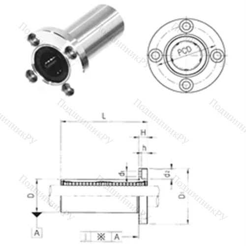 Подшипник шариковый линейный LMF 30LUU от производителя  Samick