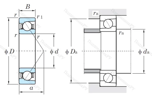 Однорядный шариковый подшипник 7307 B от производителя  KOYO