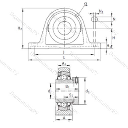 Подшипниковый узел шариковый радиальный RAK 1-1/8 от производителя  INA