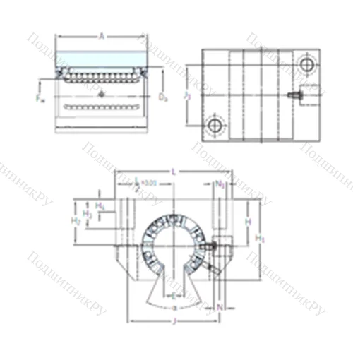 Подшипник шариковый линейный LUNF 40 от производителя  SKF